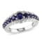 1 1/6 CT TGW Created Blue Sapphire Graduated Ring in Sterling Silver