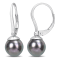 8-8.5MM Tahitian Cultured Pearl and Diamond Accent Earrings in 14K White Gold