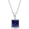 1 1/3 CT TGW Created Blue Sapphire Solitaire Square Pendant with Chain
in Sterling Silver