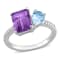 3 1/10 CT TGW Amethyst and Sky Blue Topaz with 1/10 CT TW Diamond Toi et
Moi Ring in Sterling Silver