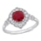 1 1/4 CT TGW Ruby and 1/3 CT TW Diamond Halo Ring in 14K White Gold