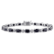 11 1/6 CT TGW Black Sapphire and Diamond Accent Bracelet in Sterling Silver