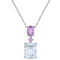 3 4/5 CT TGW Ice Aquamarine and Amethyst Two-Tier Dangle Pendant with
Chain in Sterling Silver