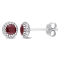 3/4 CT TGW Ruby and 1/8 CT TW Diamond Halo Stud Earrings in 14K White Gold