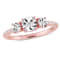1/7 CT TW Diamond Three-Stone Engagement Ring in Rose Plated Sterling Silver