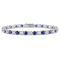14 1/4 CT TGW Created Blue and White Sapphire Bracelet in Sterling Silver