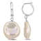 16.5-17MM Pink Freshwater Cultured Pearl Drop Earrings in 14K White Gold