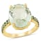 8 CTW Green Quartz and Peridot Cocktail Ring in Yellow Sterling Silver
with Black Rhodium