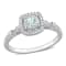 3/8 CT TGW Aquamarine and 1/10 CT TW Diamond Halo Ring in Sterling Silver