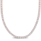 33 CT TGW Created White Sapphire Tennis Necklace in Rose Plated Sterling Silver