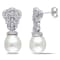 9-9.5MM Freshwater Cultured Pearl With Created Sapphire Drop Earrings in
Sterling Silver