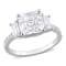3 1/5 CT TGW Created Moissanite 3-Stone Ring in Sterling Silver