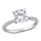 2 CT DEW Created Moissanite and 1/10 CT TW Diamond Engagement Ring in
14K White Gold