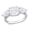 4 5/8 CT TGW Created Moissanite 3-Stone Ring in Sterling Silver