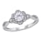 5/8 CT TGW Created White Sapphire and 1/10 CT TW Diamond Vintage Floral
Ring in Sterling Silver