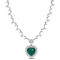 47 CT TGW Green & White Cubic Zirconia Heart Necklace in Sterling Silver