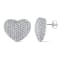 1 1/2 CT TW Pave Diamond Heart Stud Earrings in 14k White Gold