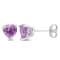 1 1/10 CT TGW Heart Shape Amethyst Stud Earrings in Sterling Silver