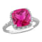 5 3/4 CT TGW Created Pink Sapphire and 1/10 CT TW Diamond Halo Ring in
Sterling Silver