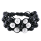 Shambhala Bracelet on Black Silk Cord with Black and White Cubic
Zirconia Beads