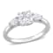 1 2/5 CT TGW Created Moissanite 3-Stone Ring in Sterling Silver