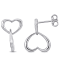 Double Heart Drop Earrings in Sterling Silver