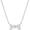 3/4 CT TGW Heart Aquamarine and Diamond Accent Bow Necklace in Sterling Silver
