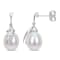 8-8.5 MM Freshwater Cultured Pearl and Diamond Accent Feather Stud
Earrings in Sterling Silver