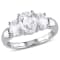 3 1/2 CT TGW Created White Sapphire 3-Stone Ring in Sterling Silver