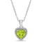 1 1/3 CT TGW Peridot Heart Halo Pendant with Chain in Sterling Silver