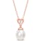 8-9MM South Sea Cultured Pearl and White Topaz Pendant with Chain in
Rose Plated Sterling Silver