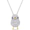 2 3/4 CT TGW Created Blue and White Sapphire Chick Necklace in 2-Tone
Plated Sterling Silver