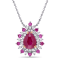 1 5/8 CT TGW Ruby and Pink Sapphire with 1/4 CT TW Diamond Pendant with
Chain in 14K 2-tone Gold