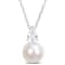 8.5-9MM Freshwater Cultured Pearl and 5/8 CT TGW Created Sapphire
Pendant in Sterling Silver