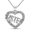 Diamond Heart "Sister" Pendant with Chain in Sterling Silver