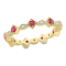 3/8 CT TGW Created Ruby and Diamond Accent Eternity Ring in 10K Yellow Gold