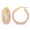 19mm Triple Row Twisted Hoop Earrings in 3-Tone Yellow, Rose and White
10k Gold