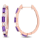 2 1/6 CT TGW African-Amethyst White Topaz Hoop Earrings in Rose Plated
Sterling Silver