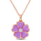 1/10 CT TGW White Topaz with Purple Enamel Flower Pendant with Chain in
Rose Plated Sterling Silver