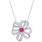 2 3/4 CT TGW Pink Topaz and White Topaz Flower Pendant with Chain in
Sterling Silver