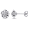 Diamond Floral Stud Earrings in Sterling Silver