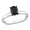 1 ct Black Diamond Solitaire Engagement Ring in 14K White Gold
