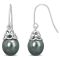 8-8.5MM Black Tahitian Cultured Pearl Shepherd Hook Earrings in Sterling Silver