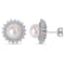 8.5-9MM Cultured Pearl and 1 5/8 ctw Cubic Zirconia Floral Halo Earrings
in Sterling Silver