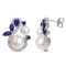 Freshwater Pearl, 1 1/10 CT TGW Created Sapphire, 1/3 CT TW Diamond
Earrings in 10K White Gold