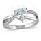 1 1/2 CT TGW Aquamarine and Diamond Accent Heart Crossover Ring in
Sterling Silver