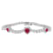 8-2/5 CT TGW Created Ruby, Created White Sapphire Station Halo Heart
Tennis Bracelet in Silver