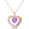 1 5/8 CTW Amethyst and White Topaz Heart 'I Love You' Rose Plated
Sterling Silver Pendant with Chain