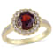 1 5/8 CTW Garnet and 1/8 CT TW Diamond Halo Ring in Yellow Plated
Sterling Silver