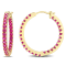 2 4/5 CT TGW Created Ruby Inside Outside Hoop Earrings in 10K Yellow Gold